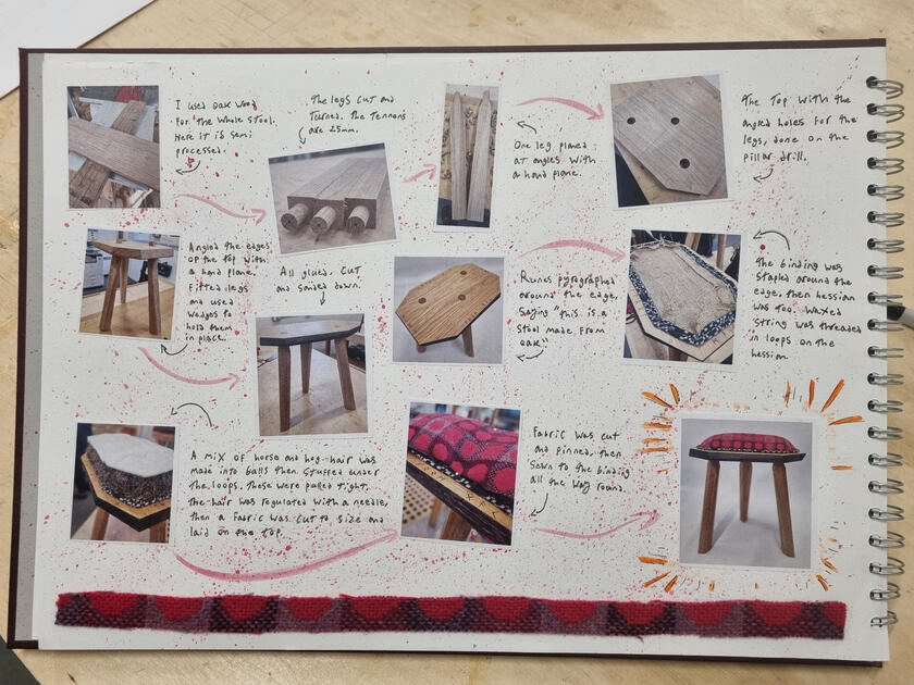 The process of making the stool.