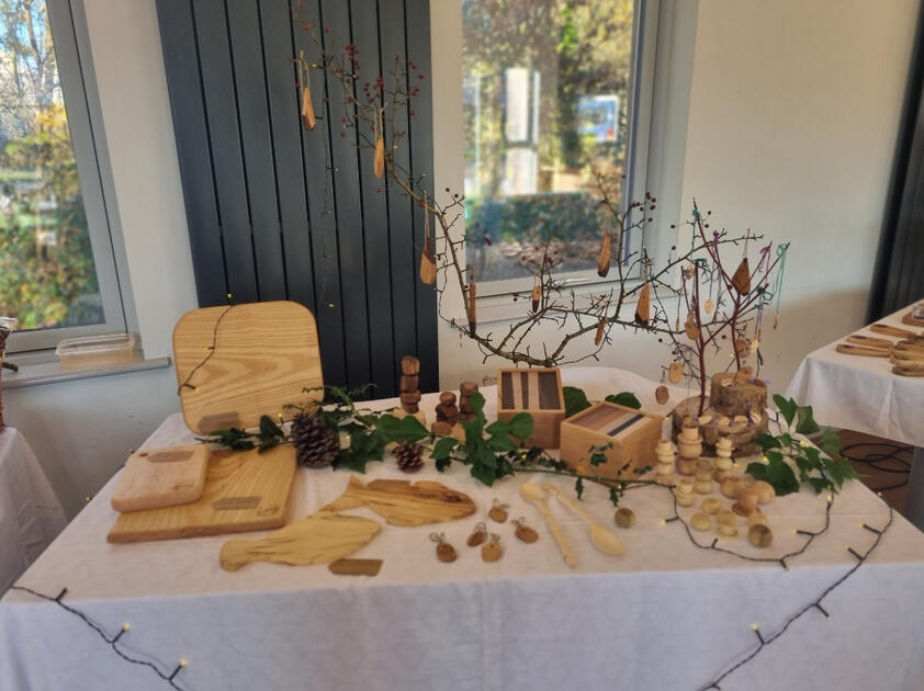 Mine and Naomi's table at the Christmas fair.