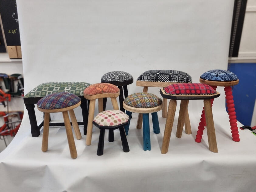 A collection of the stools everyone made.